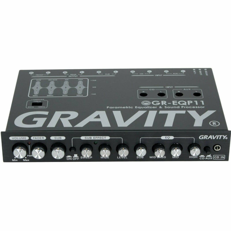 Gravity GR-EQP11 Digital Bass Machine 1/2 Din 9V 4-Way Car Parametric Equalizer w/Front, Rear + Sub Output and Night Illumination - Image 3